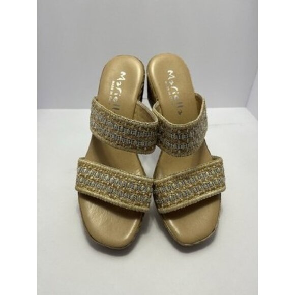 NWOB Mariella Made in Italy Womens Slip-On Wedge Espadrille-Look Sandals 7.5 - Picture 1 of 9